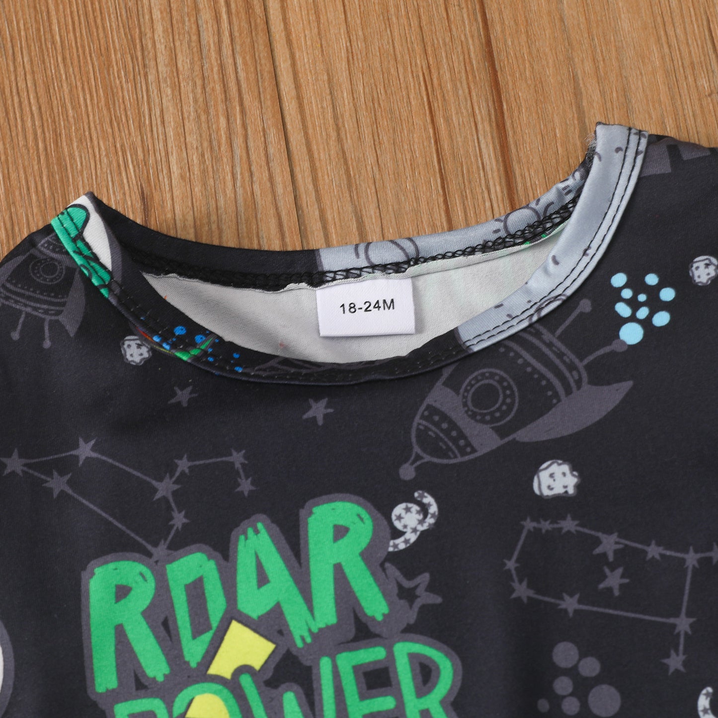 Toddler boy's dinosaur cartoon print letter short-sleeved pullover shorts suit
