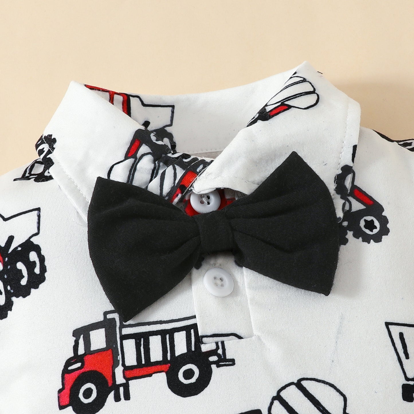 Fashion Short Sleeve Triangle Romper + Bib Shorts Set Baby Boy 0-1 Years Old Cartoon Animal Top Pants