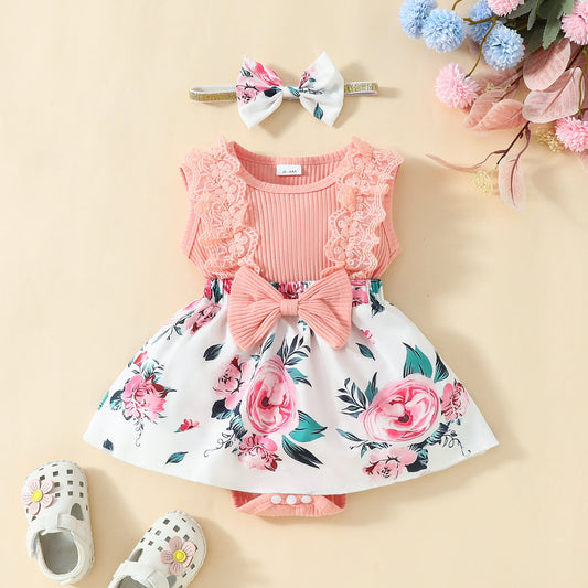 baby girl sleeveless triangle romper dress baby lace big butterfly plaid vest jumpsuit dress