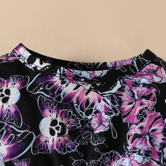 Baby Halloween long-sleeved dress for baby girls butterfly skull casual dress European and American Helloween dress