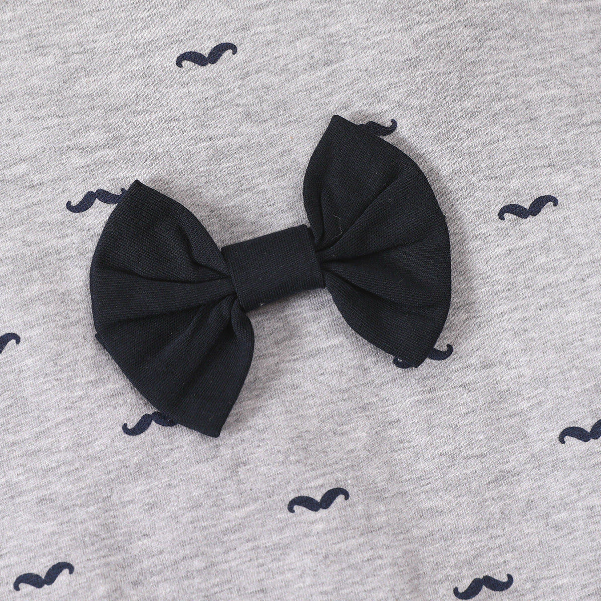 Summer baby bow tie short-sleeved romper original round neck cotton beard print short romper