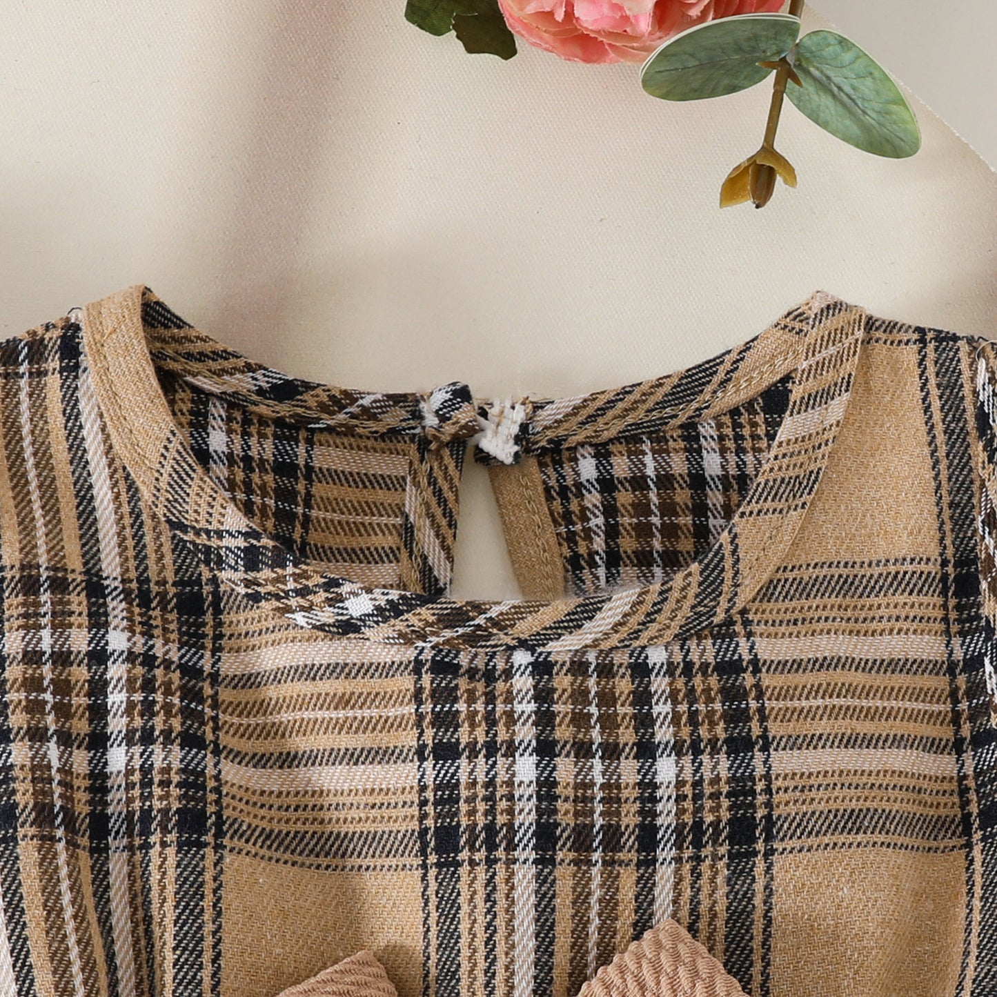 Summer baby dress suit sleeveless ruffled short coat top plaid bow dress