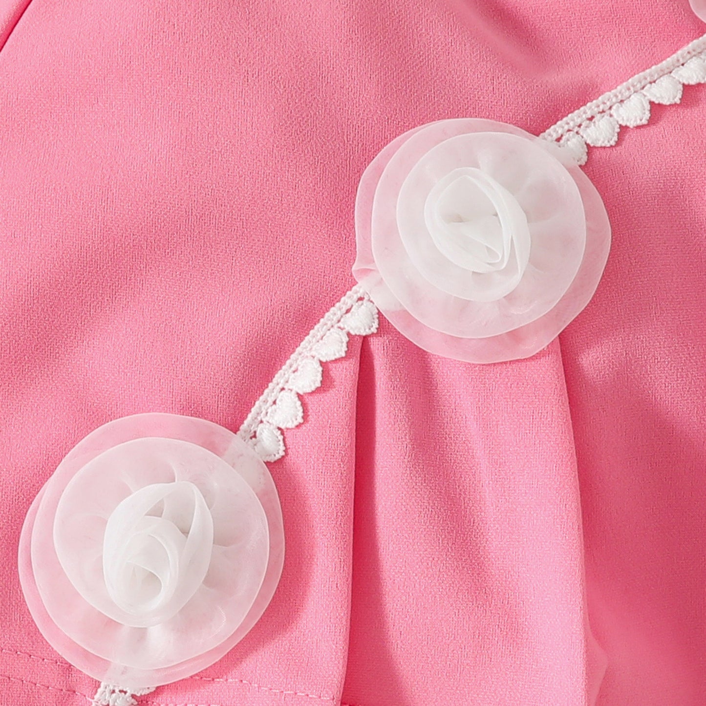 Girls Sweetheart Lace Flower Sweet Sleeveless Ribbed Top Simple A-Line Pleated Skirt Set