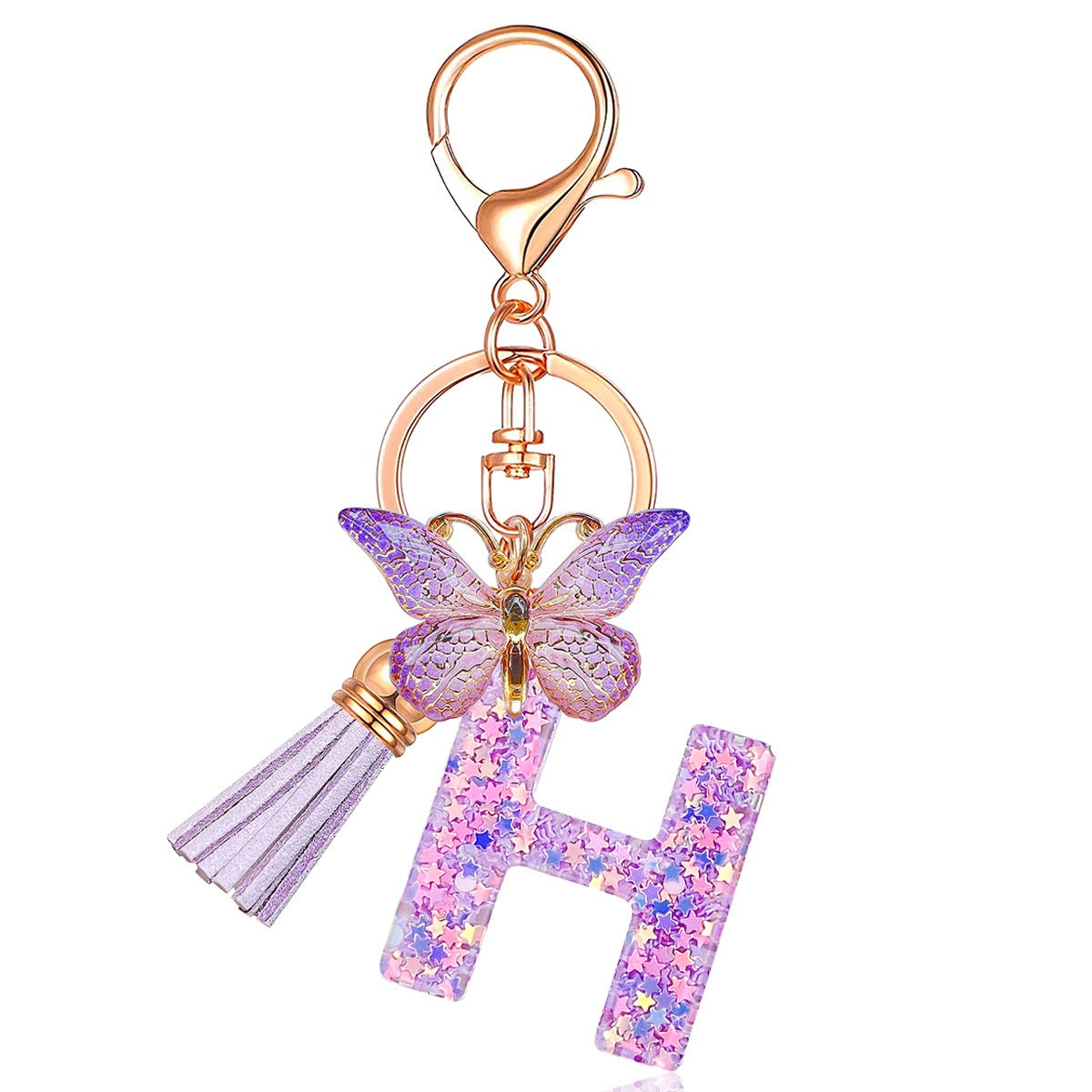 🔥Butterfly Letter Keychain Tassel Design Vibrant Durable Lightweight Gift
