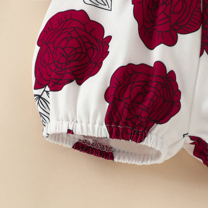 Baby Short Sleeve Triangle Romper Shorts Set Baby Girl Letter Summer Top Belt Flower Cute Pants