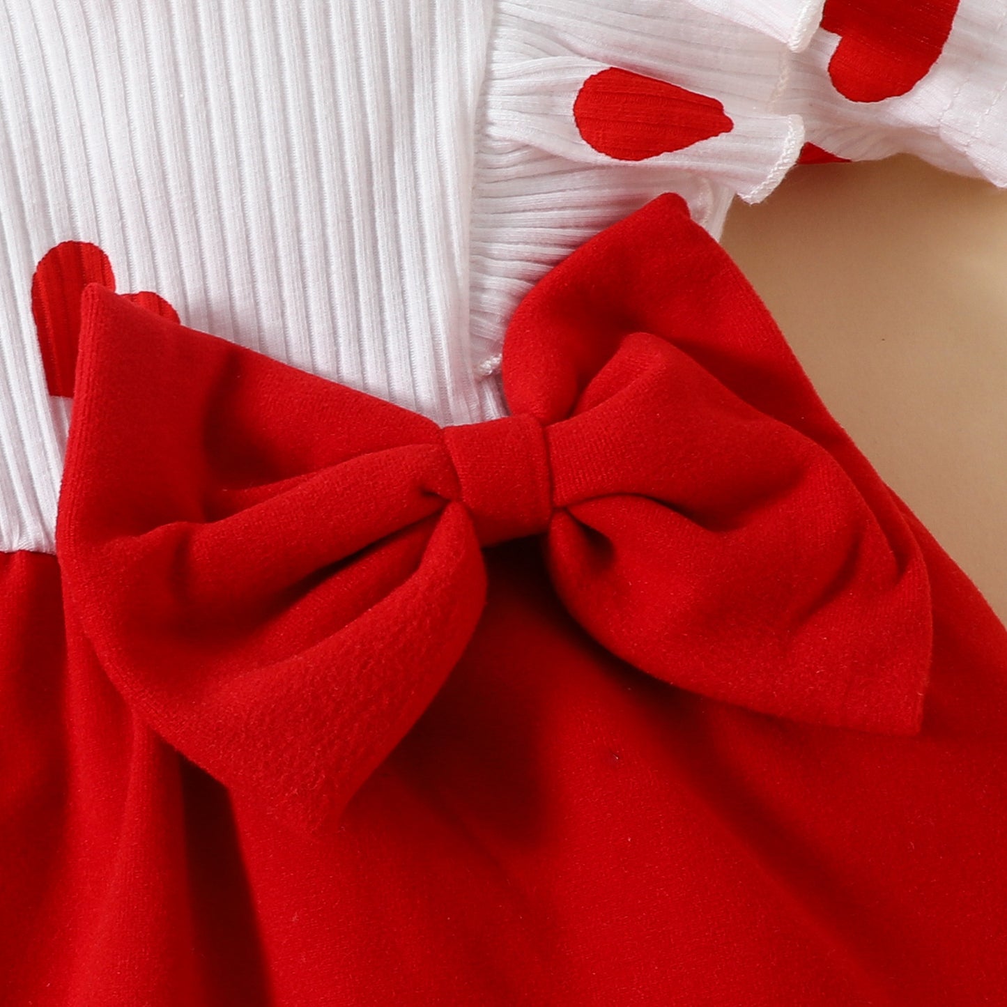 Baby Short sleeve dress for toddler girl heart bow skirt spring and autumn sweet skirt