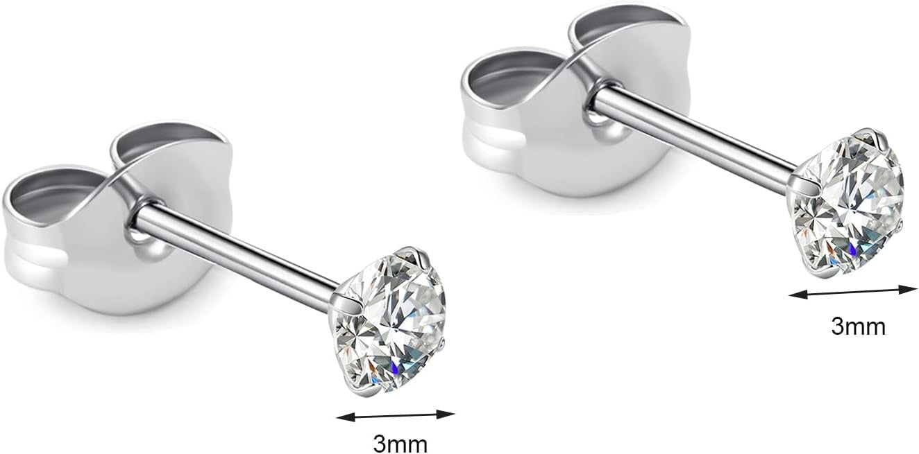 🔥🔥Titanium Cubic Zirconia Stud Earrings - BOGO Free, Christmas Gift