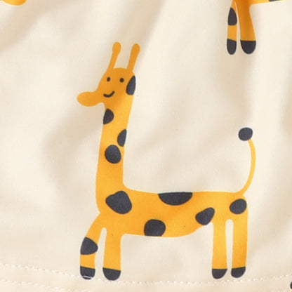 0-2 years old baby giraffe print dress flying sleeves long sleeves casual dress bow headband