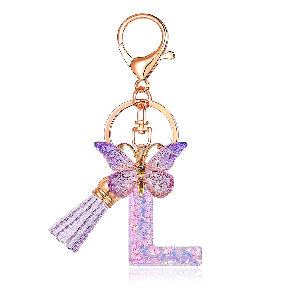 🔥Butterfly Letter Keychain Tassel Design Vibrant Durable Lightweight Gift