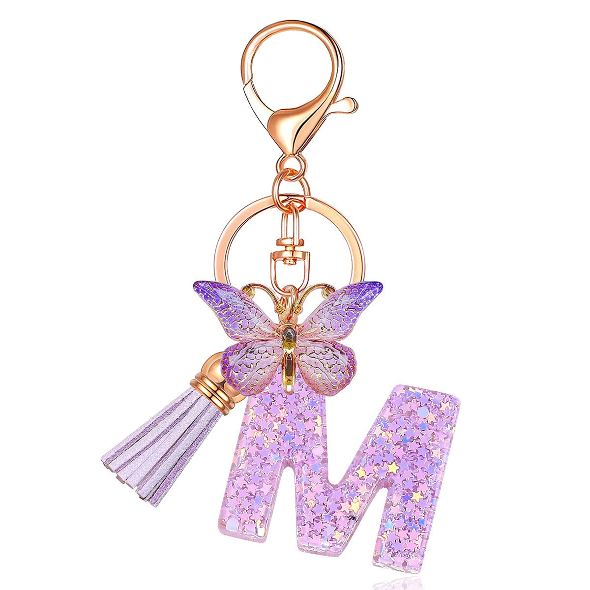🔥Butterfly Letter Keychain Tassel Design Vibrant Durable Lightweight Gift