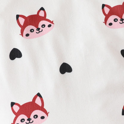 Baby Cute Fox Heart Pattern Long Sleeve Triangle Romper Corduroy Bowknot Bib Pants Set