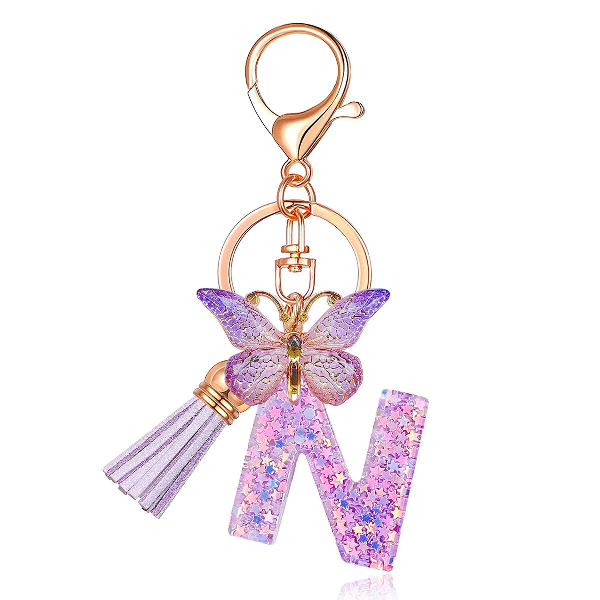 🔥Butterfly Letter Keychain Tassel Design Vibrant Durable Lightweight Gift