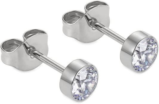 🔥🔥Titanium Cubic Zirconia Stud Earrings - BOGO Free, Christmas Gift