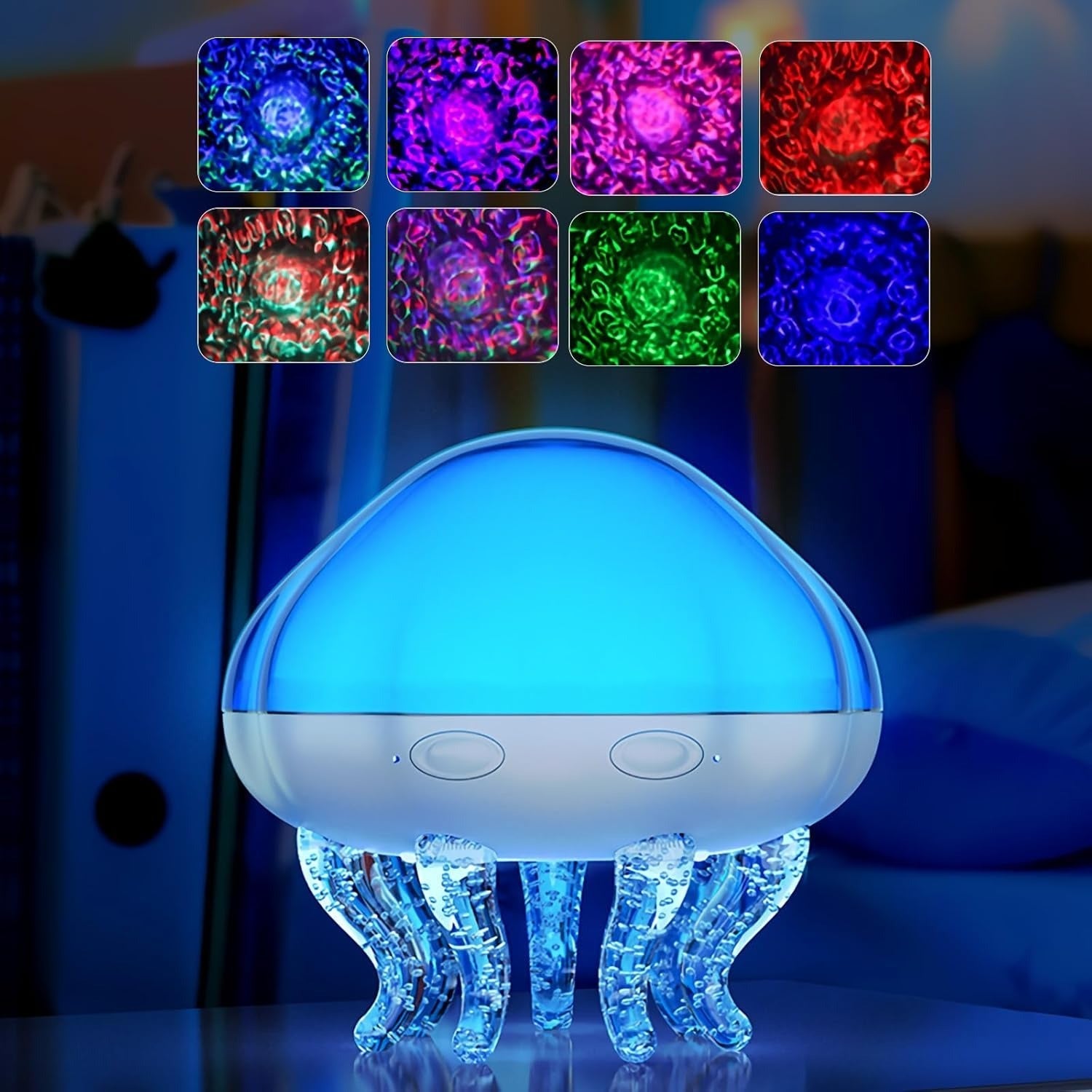 Jellyfish-shaped night light with colorful LED lights 