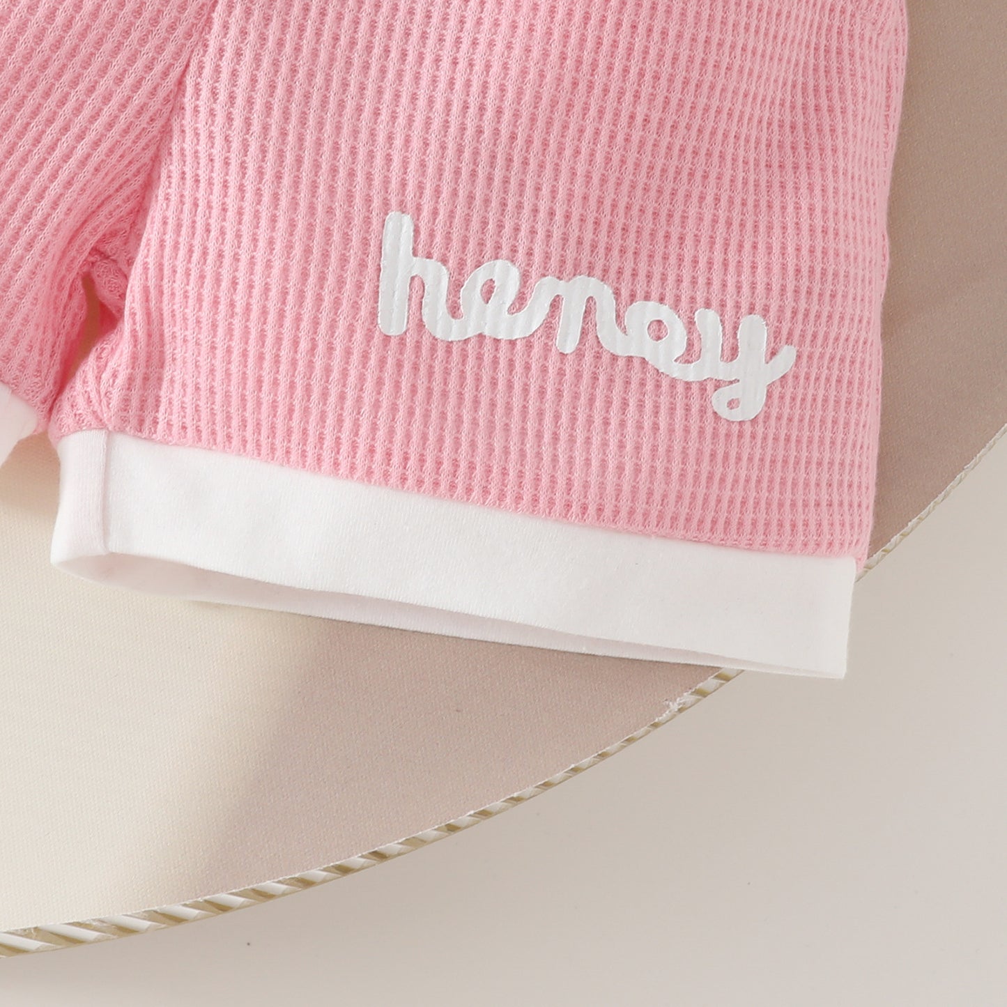 Toddler Girls Summer Waffle Towel Embroidered Flower Short Sleeve Top Pocket Decoration Shorts Two-piece Set