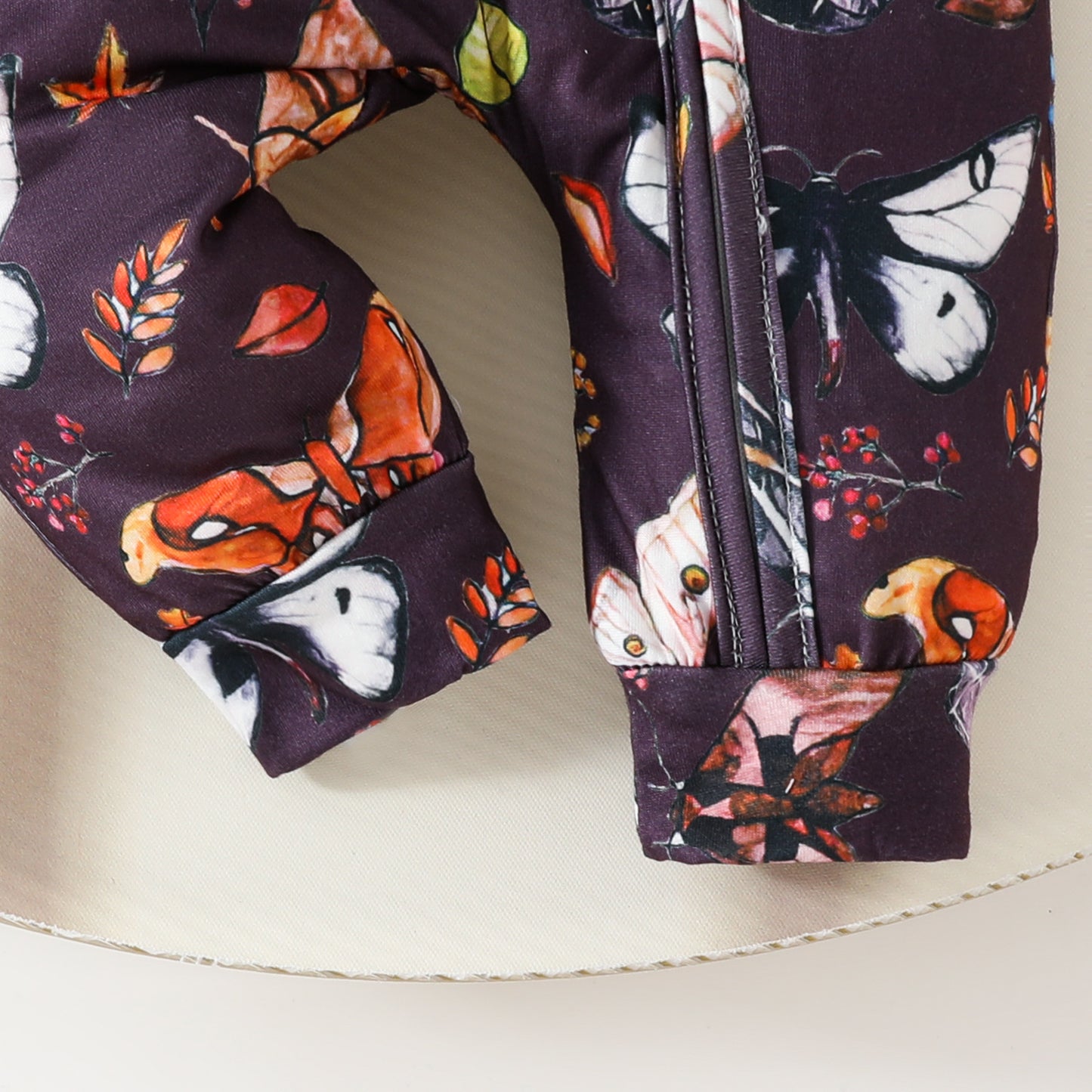 New baby zipper onesie full print long sleeve long leg crawler four seasons wear baby girl onesie headband