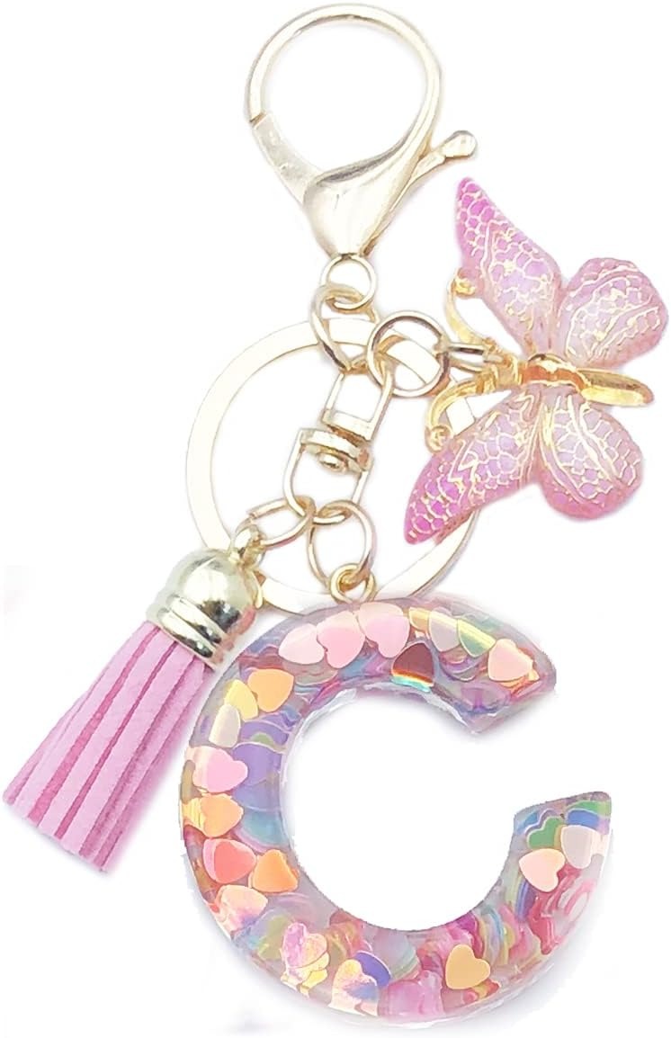 🔥Butterfly Letter Keychain Tassel Design Vibrant Durable Lightweight Gift