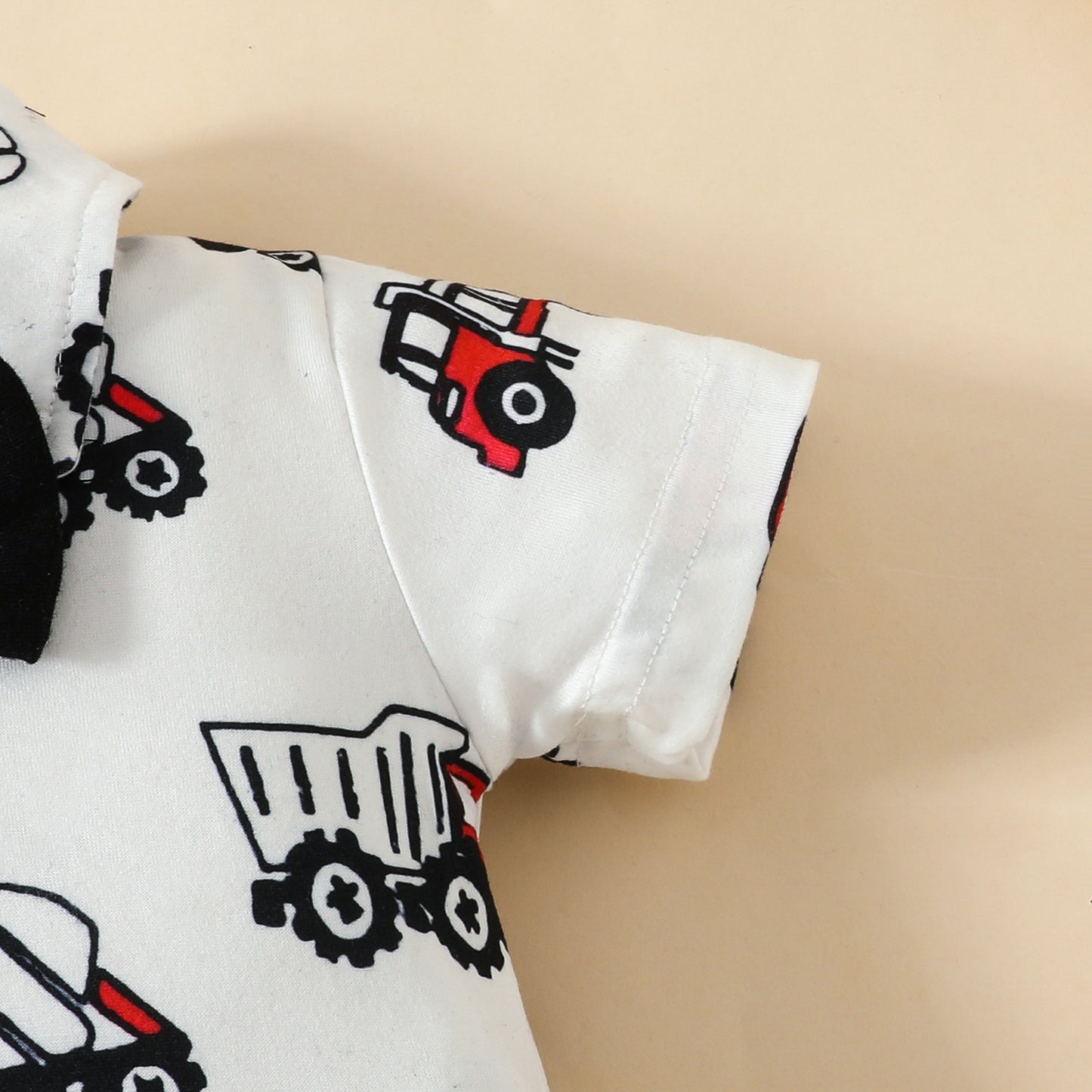 Fashion Short Sleeve Triangle Romper + Bib Shorts Set Baby Boy 0-1 Years Old Cartoon Animal Top Pants