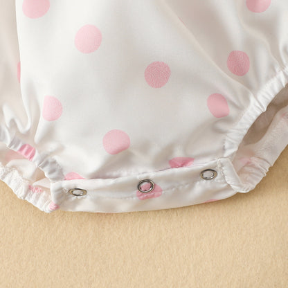 Infant and toddler double shoulder strap triangle romper for baby girl summer style bowknot crawling clothes baby off-shoulder polka dot wrap clothes