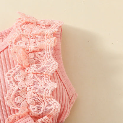 baby girl sleeveless triangle romper dress baby lace big butterfly plaid vest jumpsuit dress
