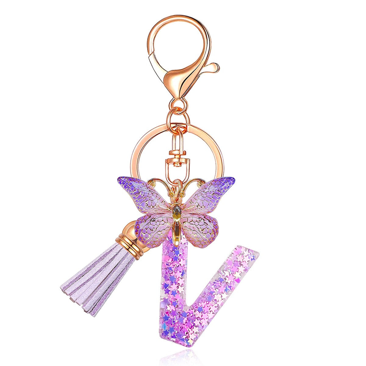 🔥Butterfly Letter Keychain Tassel Design Vibrant Durable Lightweight Gift