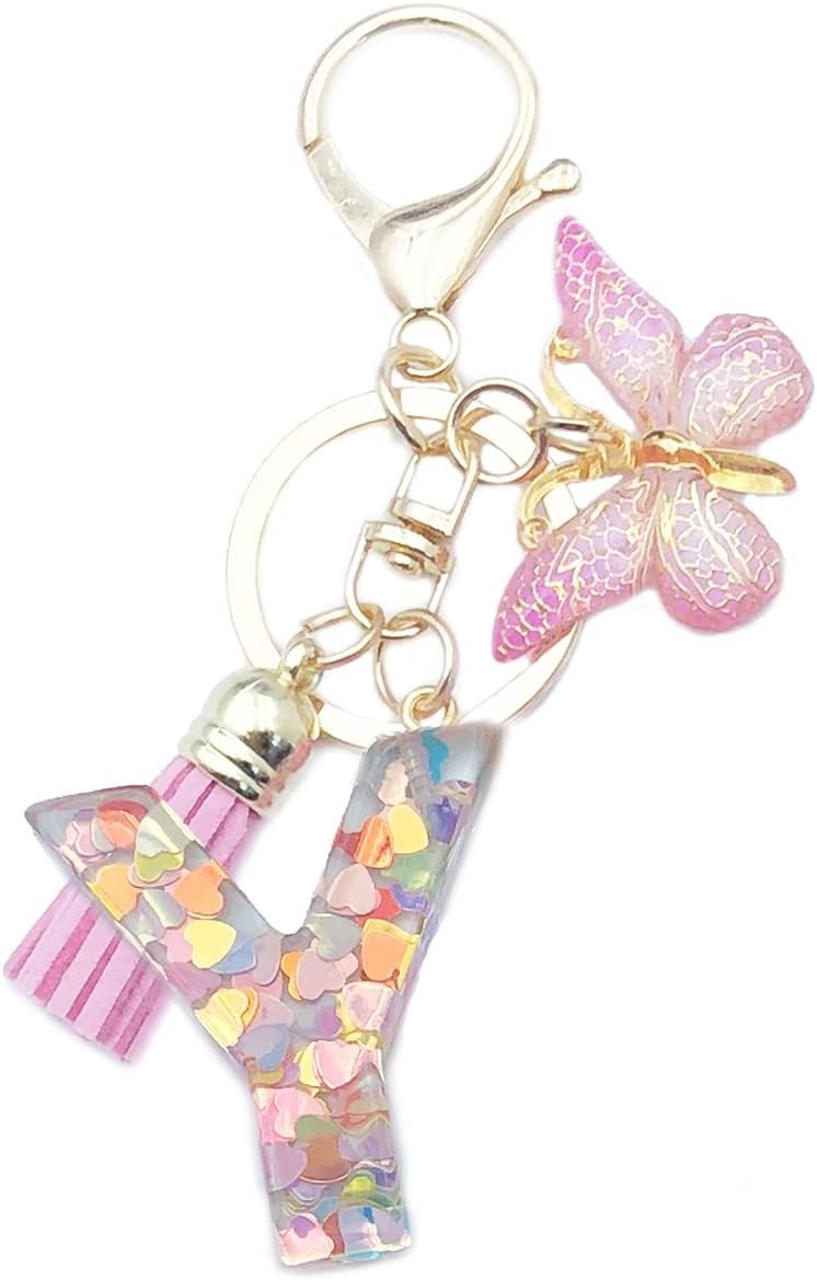 🔥Butterfly Letter Keychain Tassel Design Vibrant Durable Lightweight Gift