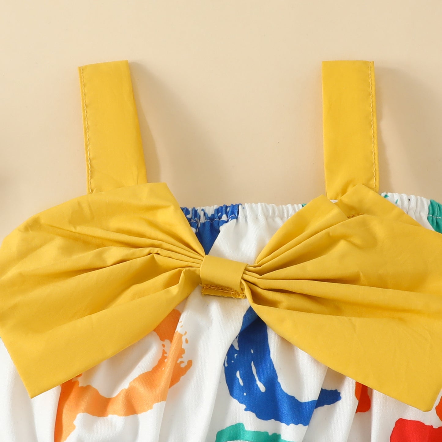 Summer baby big bow double shoulder strap triangle romper casual newborn multi-color letter triangle romper