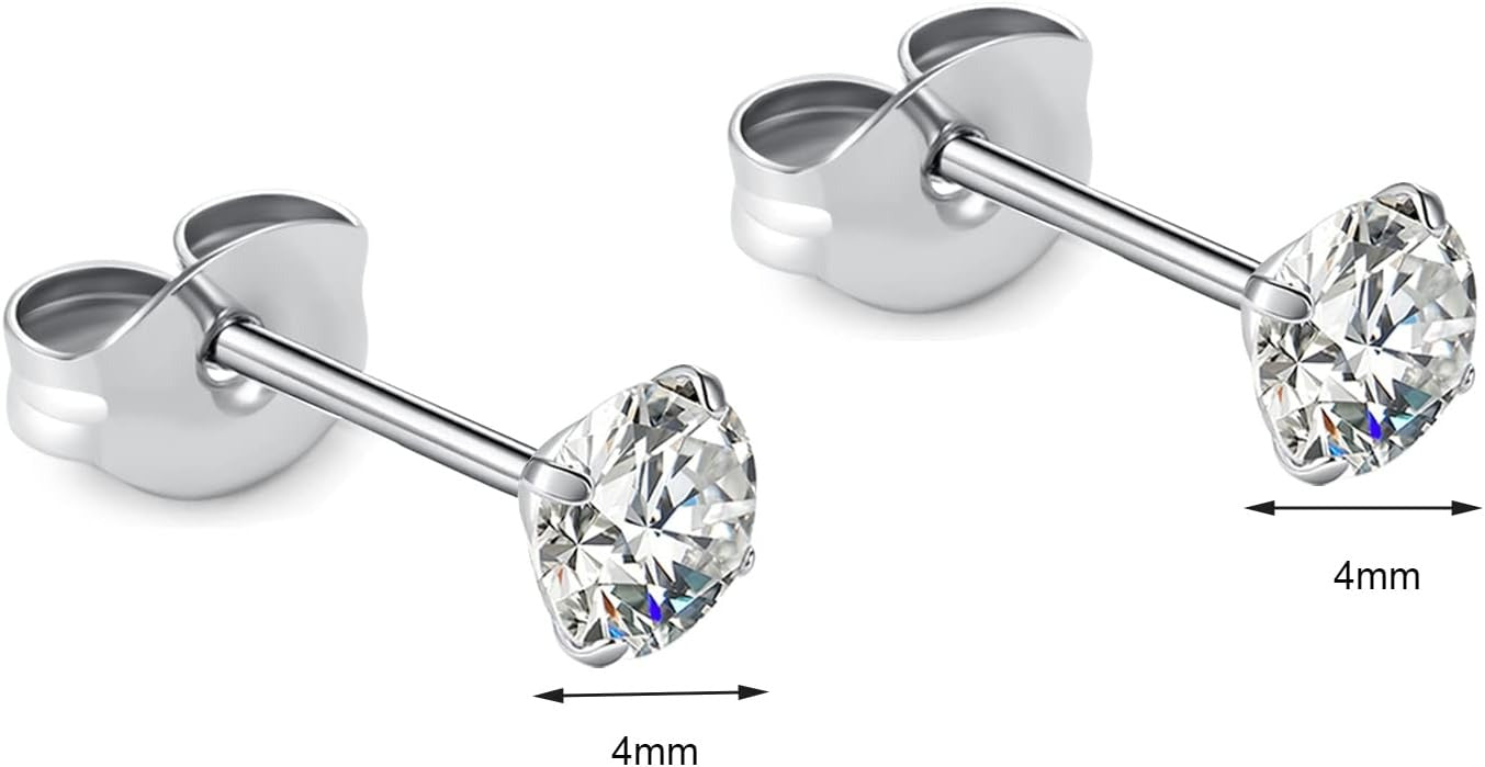 🔥🔥Titanium Cubic Zirconia Stud Earrings - BOGO Free, Christmas Gift