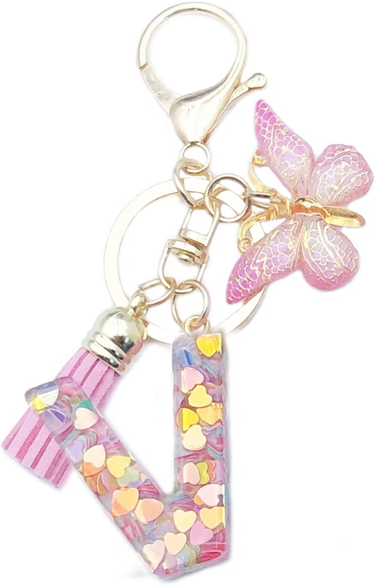 🔥Butterfly Letter Keychain Tassel Design Vibrant Durable Lightweight Gift