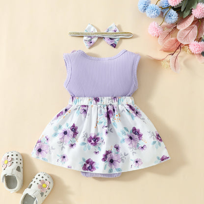 Baby lace big butterfly plaid vest jumpsuit baby girl sleeveless triangle romper dress