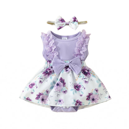 Baby lace big butterfly plaid vest jumpsuit baby girl sleeveless triangle romper dress
