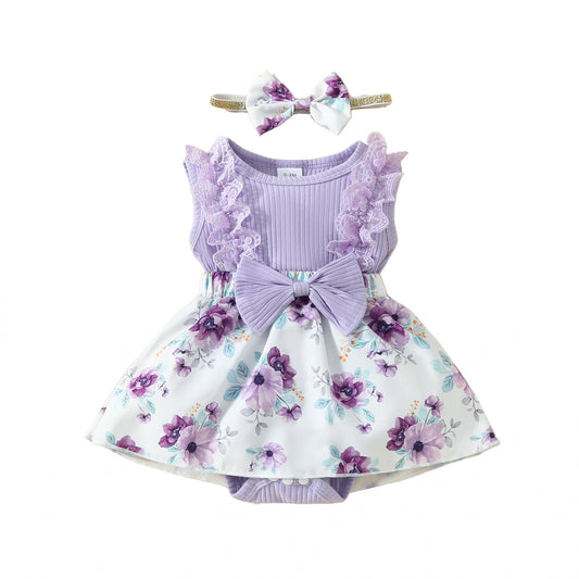 Baby lace big butterfly plaid vest jumpsuit baby girl sleeveless triangle romper dress