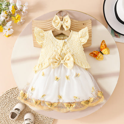Sweet girl sleeveless short coat + vest butterfly mesh dress casual suit