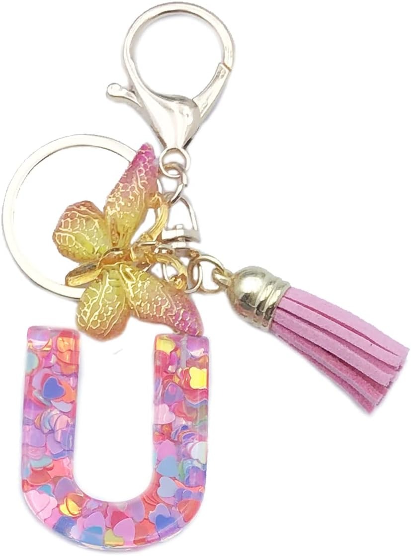 🔥Butterfly Letter Keychain Tassel Design Vibrant Durable Lightweight Gift