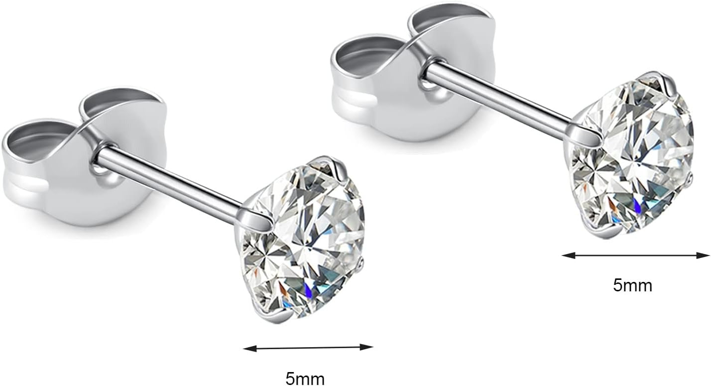 🔥🔥Titanium Cubic Zirconia Stud Earrings - BOGO Free, Christmas Gift