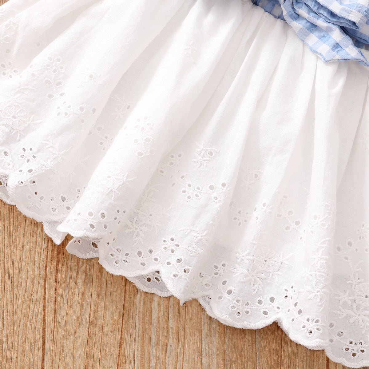 Baby Sleeveless Ruffle Plaid Top Bow Embroidered Skirt Suit Girls