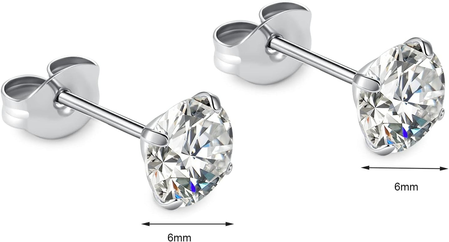 🔥🔥Titanium Cubic Zirconia Stud Earrings - BOGO Free, Christmas Gift