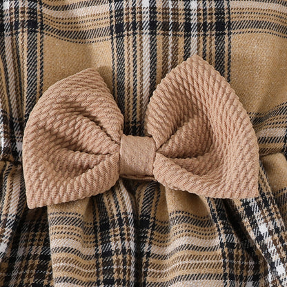 Summer baby dress suit sleeveless ruffled short coat top plaid bow dress