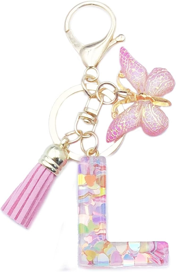 🔥Butterfly Letter Keychain Tassel Design Vibrant Durable Lightweight Gift