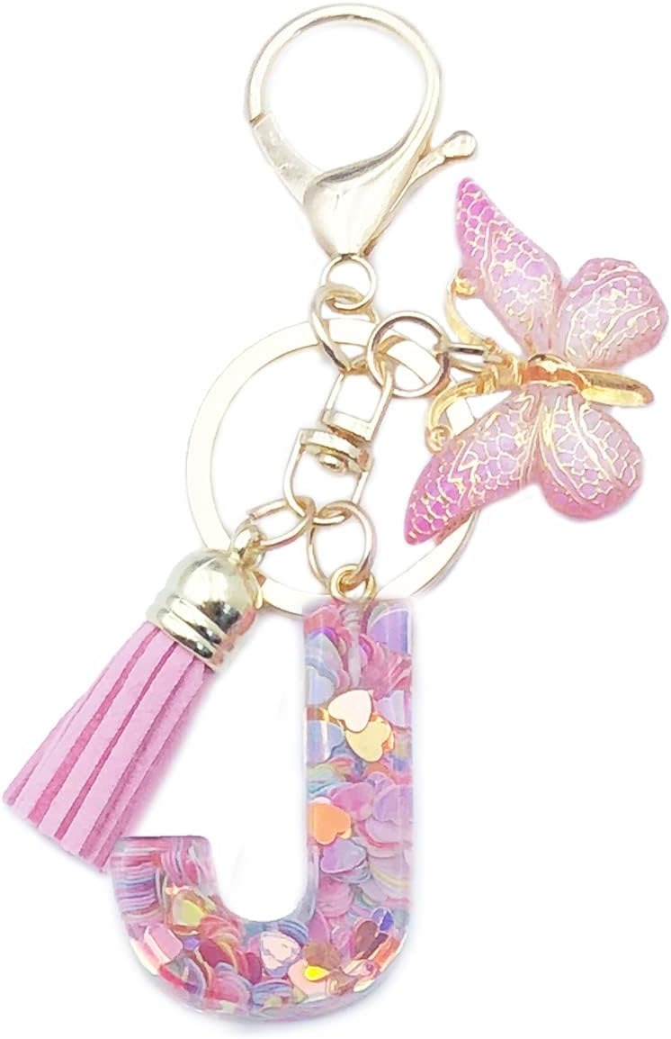 🔥Butterfly Letter Keychain Tassel Design Vibrant Durable Lightweight Gift