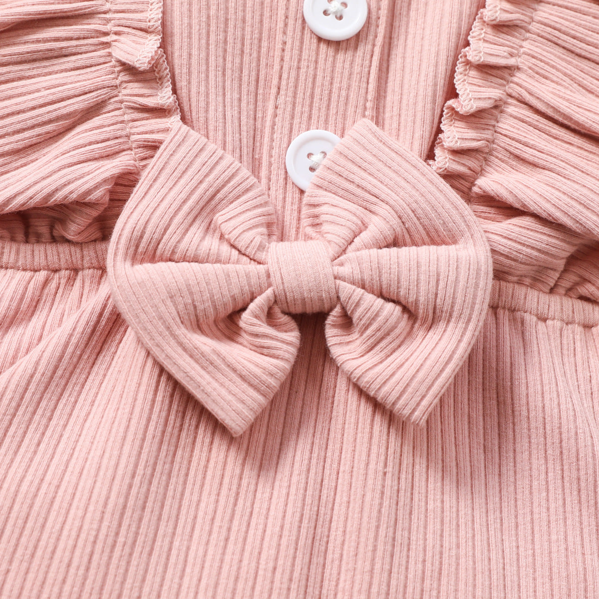 Infant and Toddler Ribbon Bowknot Shorts Set Cotton Short Sleeve Romper Elastic Pants