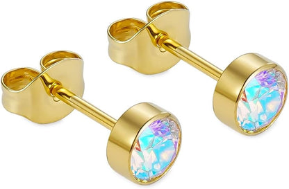 🔥🔥Titanium Cubic Zirconia Stud Earrings - BOGO Free, Christmas Gift