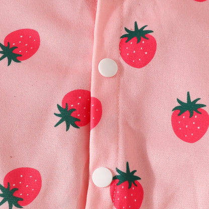 Infant strawberry print cape baby girl cute hooded cape autumn and winter butterfly coat going out shawl