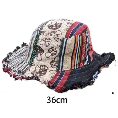 🎩Patchwork multicolored mushroom Hemp Hat with hidden pocket fedorahats