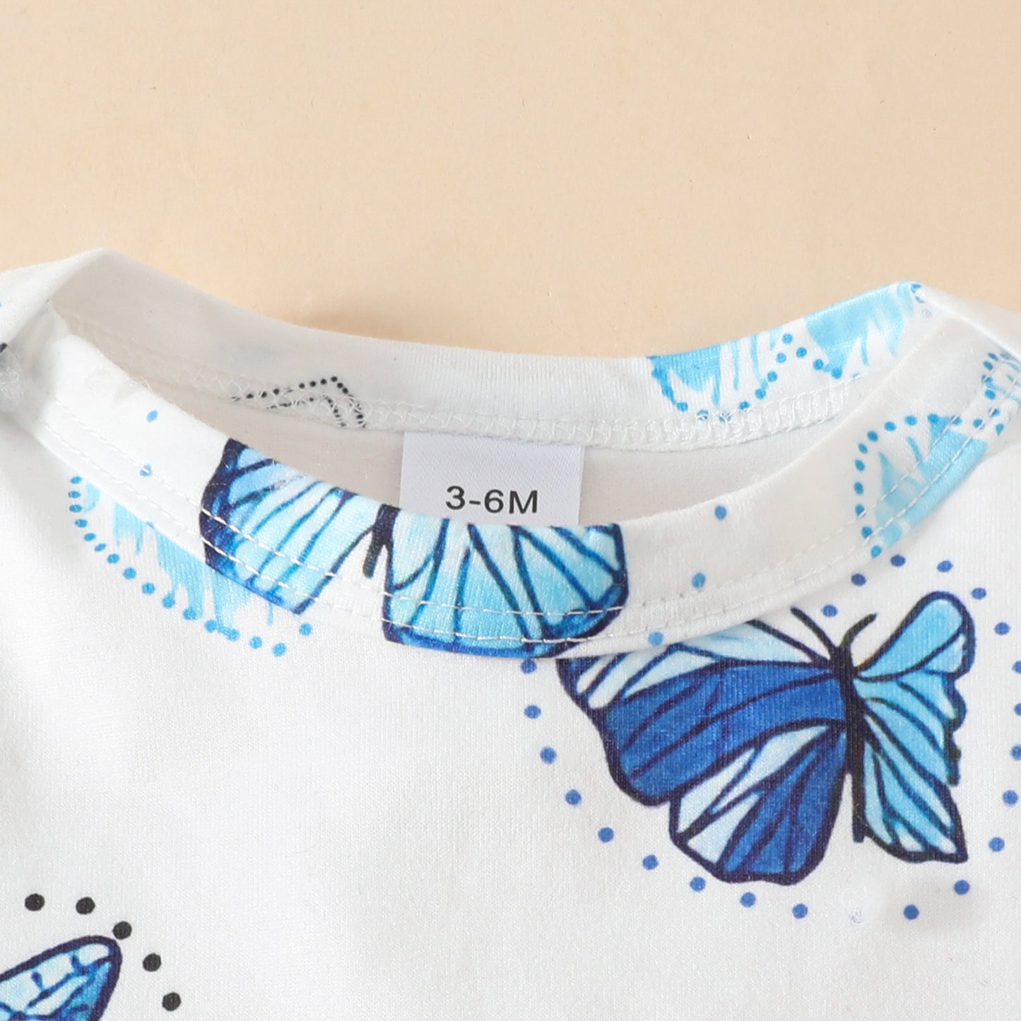 Summer baby girl butterfly heart pattern short-sleeved triangle romper corduroy bow shorts three-piece suit