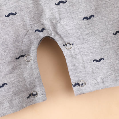 Summer baby bow tie short-sleeved romper original round neck cotton beard print short romper
