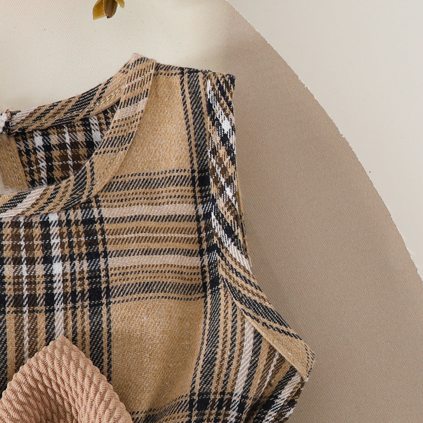 Summer baby dress suit sleeveless ruffled short coat top plaid bow dress