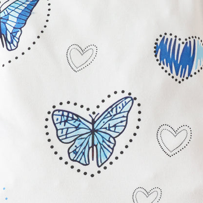 Summer baby girl butterfly heart pattern short-sleeved triangle romper corduroy bow shorts three-piece suit