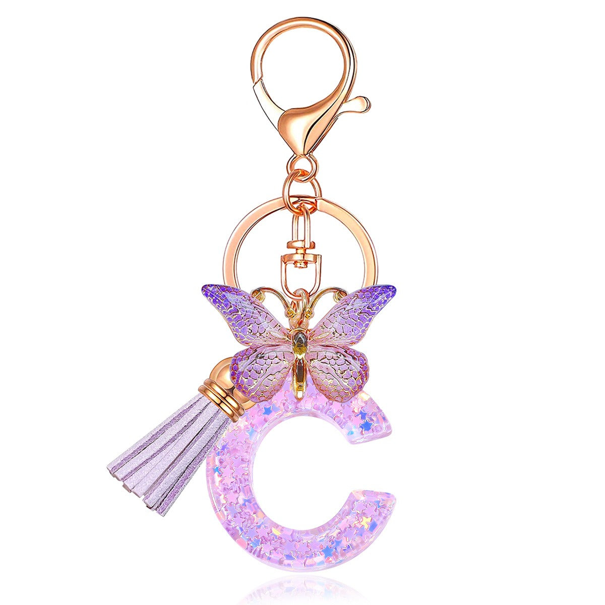 🔥Butterfly Letter Keychain Tassel Design Vibrant Durable Lightweight Gift