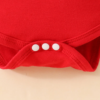 Sweet and cute cartoon bear love baby girl solid color short-sleeved top suspender skirt hairband summer skirt suit